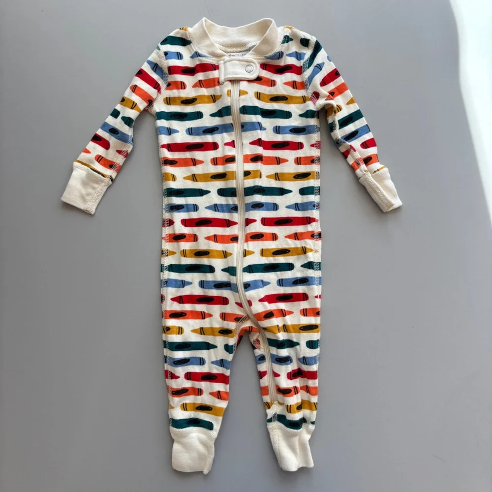Hanna‎ Andersson Baby Zip Sleeper Colorful Crayon Print Pajamas Size 3-6M Pjs